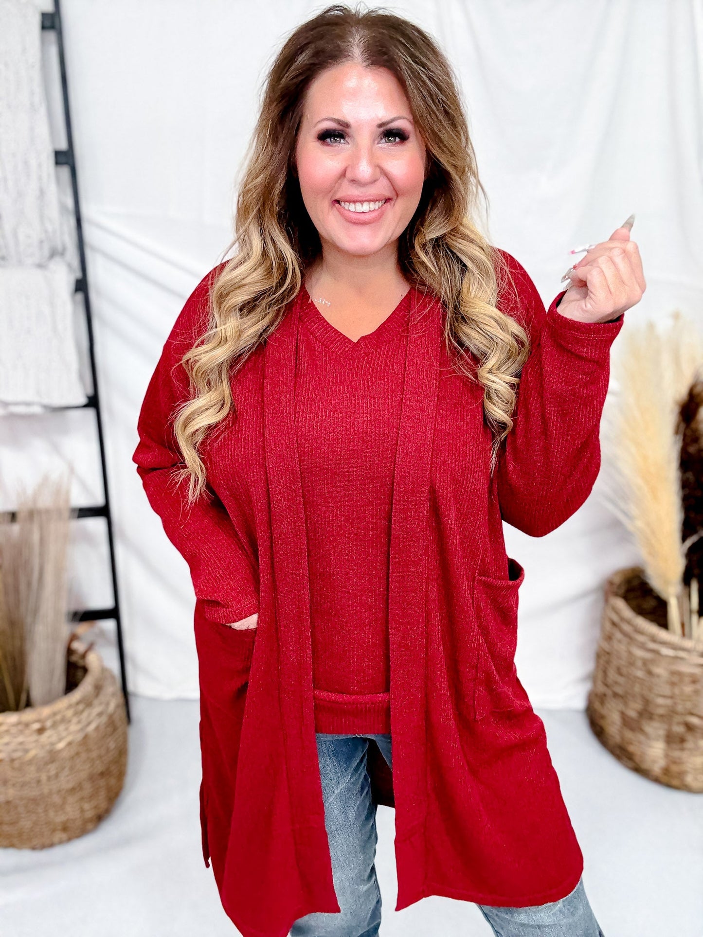 2 Piece Set With Long Sleeve Top & Cardigan (8 Colors) - Whiskey Skies - DEAR SCARLETT