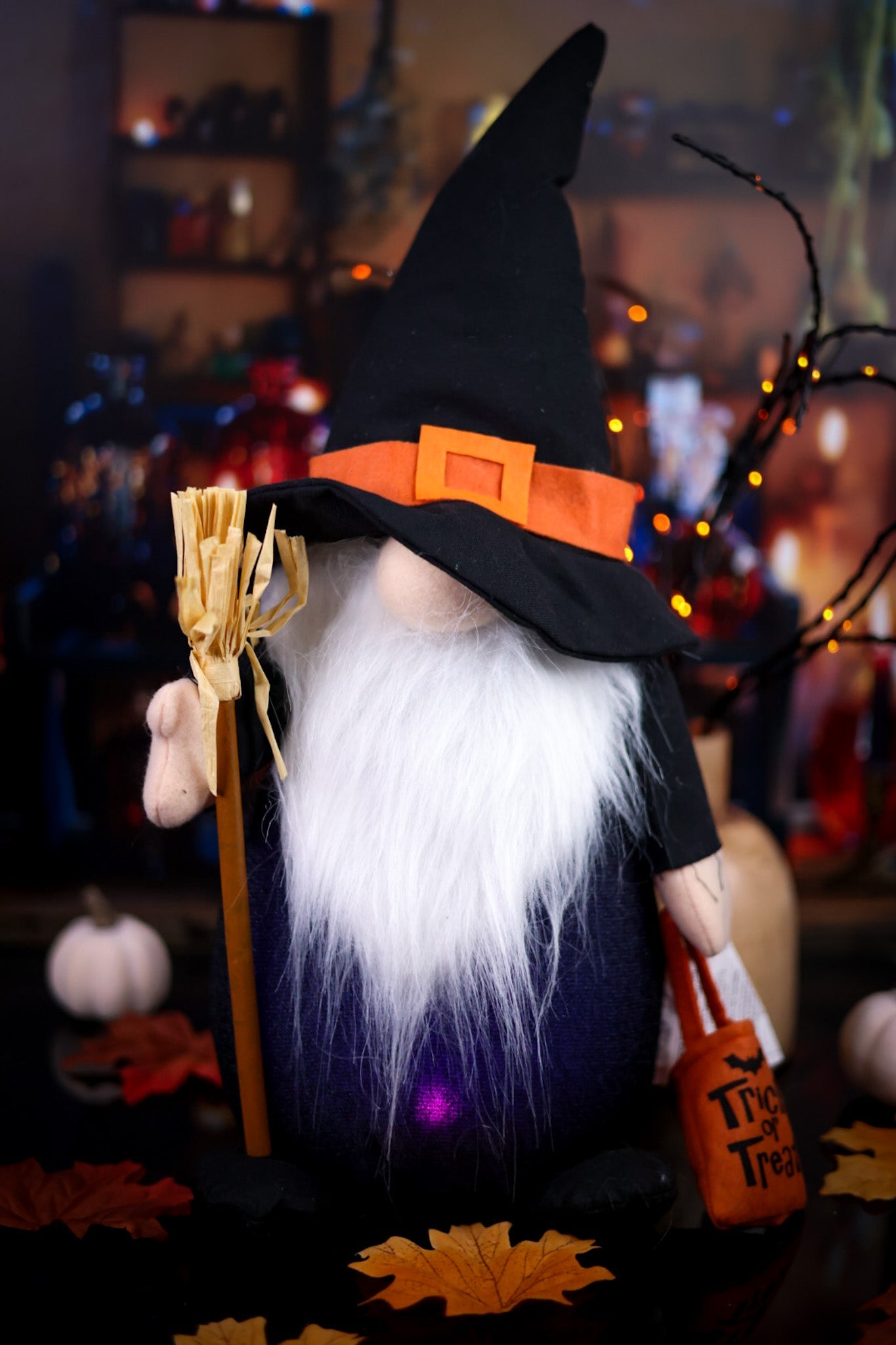 20" Light - Up Plush Halloween Gnome (2 Variants) - Whiskey Skies - GERSON COMPANIES