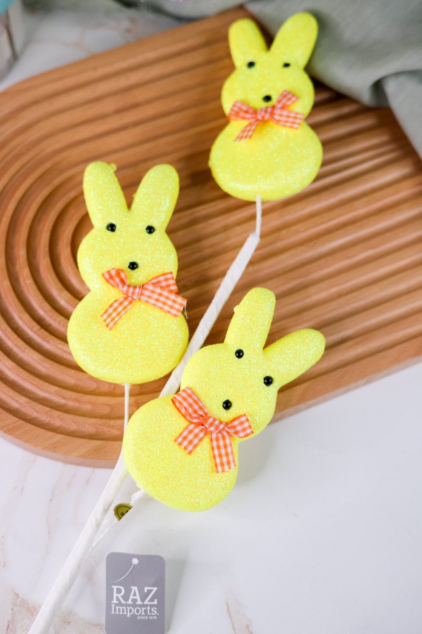 24" Yellow Glitter Easter Bunny Spray - Whiskey Skies - RAZ IMPORTS