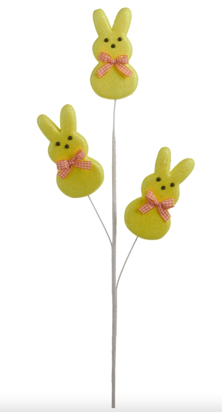 24" Yellow Glitter Easter Bunny Spray - Whiskey Skies - RAZ IMPORTS