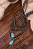 3 - Layer Cowgirl Pearl Necklace With Teardrop Pendants - Whiskey Skies - BOHO RANCH SHOP