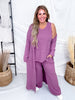 3 Piece Brushed Thermal Loungewear Set With Cardigan (8 Colors) - Whiskey Skies - DEAR SCARLETT