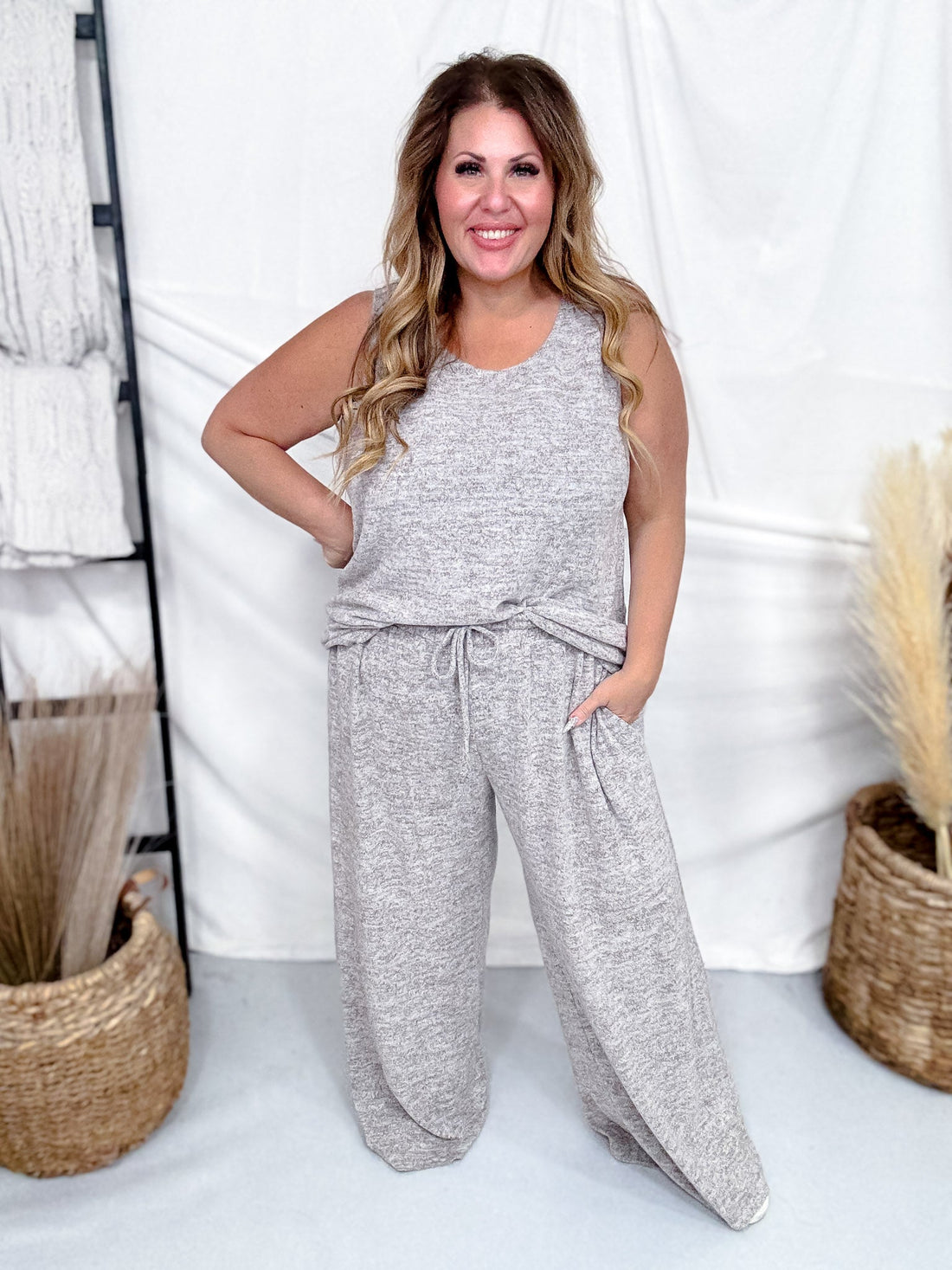 3 Piece Loungewear Set With Cardigan (8 Colors) - Whiskey Skies - DEAR SCARLETT
