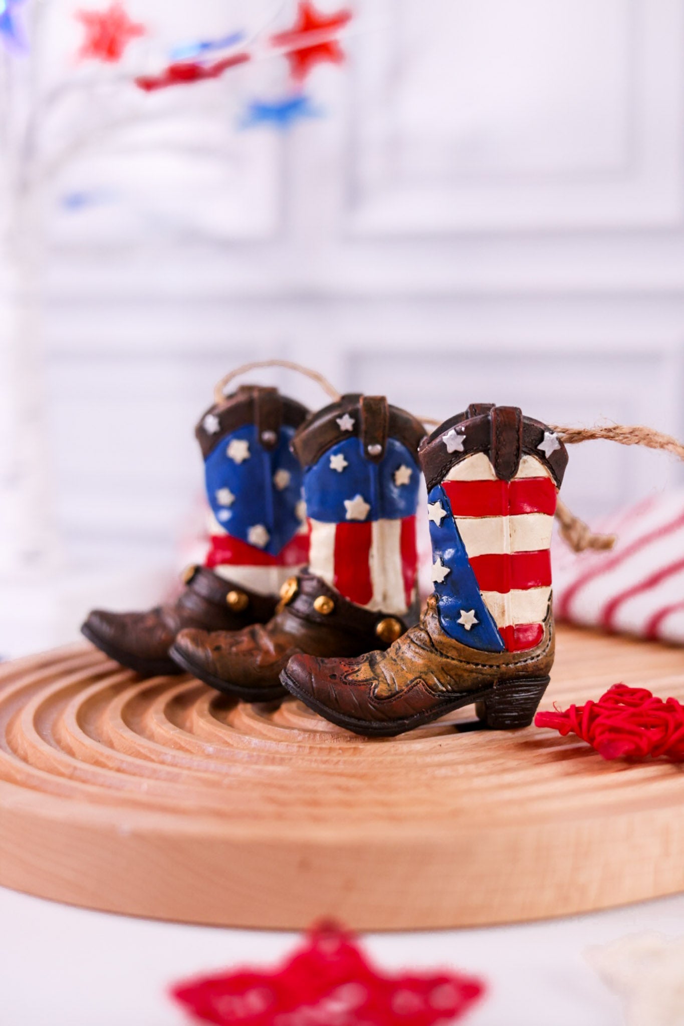 3.5" Americana Cowboy Boots Ornament (3 Styles) - Whiskey Skies - GERSON COMPANIES