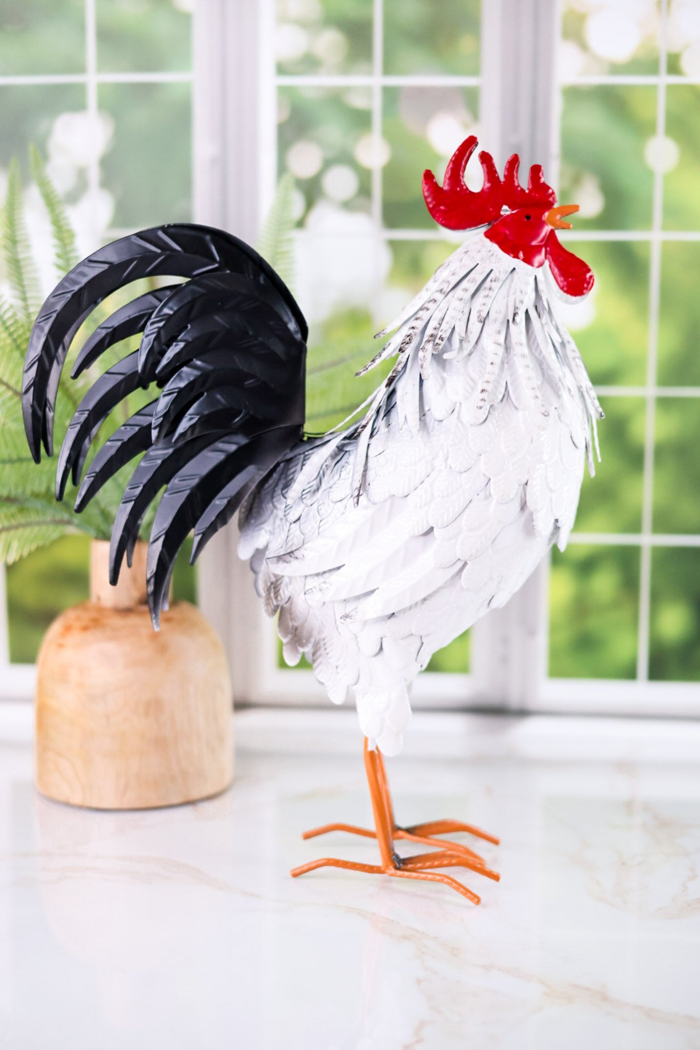 15.5" Metal Rooster Figurine