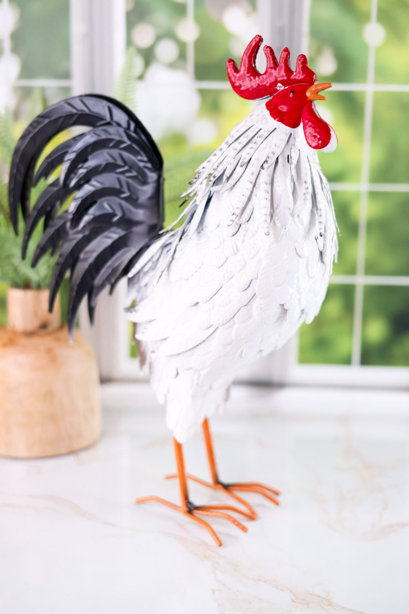 15.5" Metal Rooster Figurine