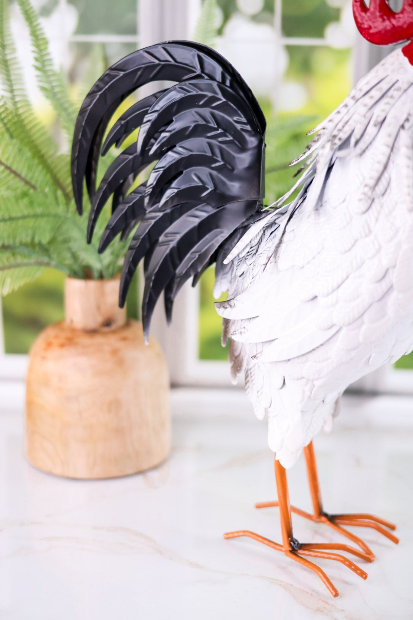 15.5" Metal Rooster Figurine