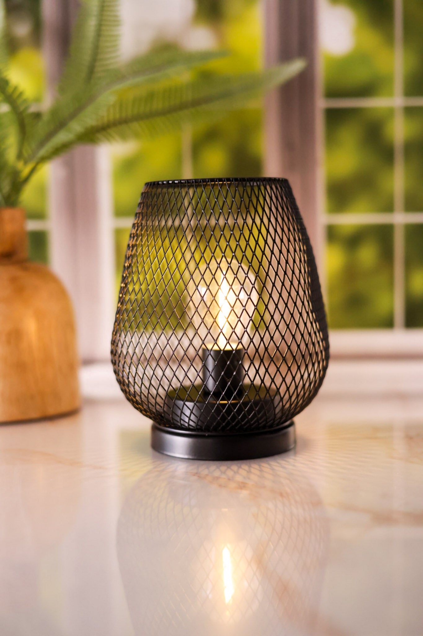 7" Black Metal Wire Lantern
