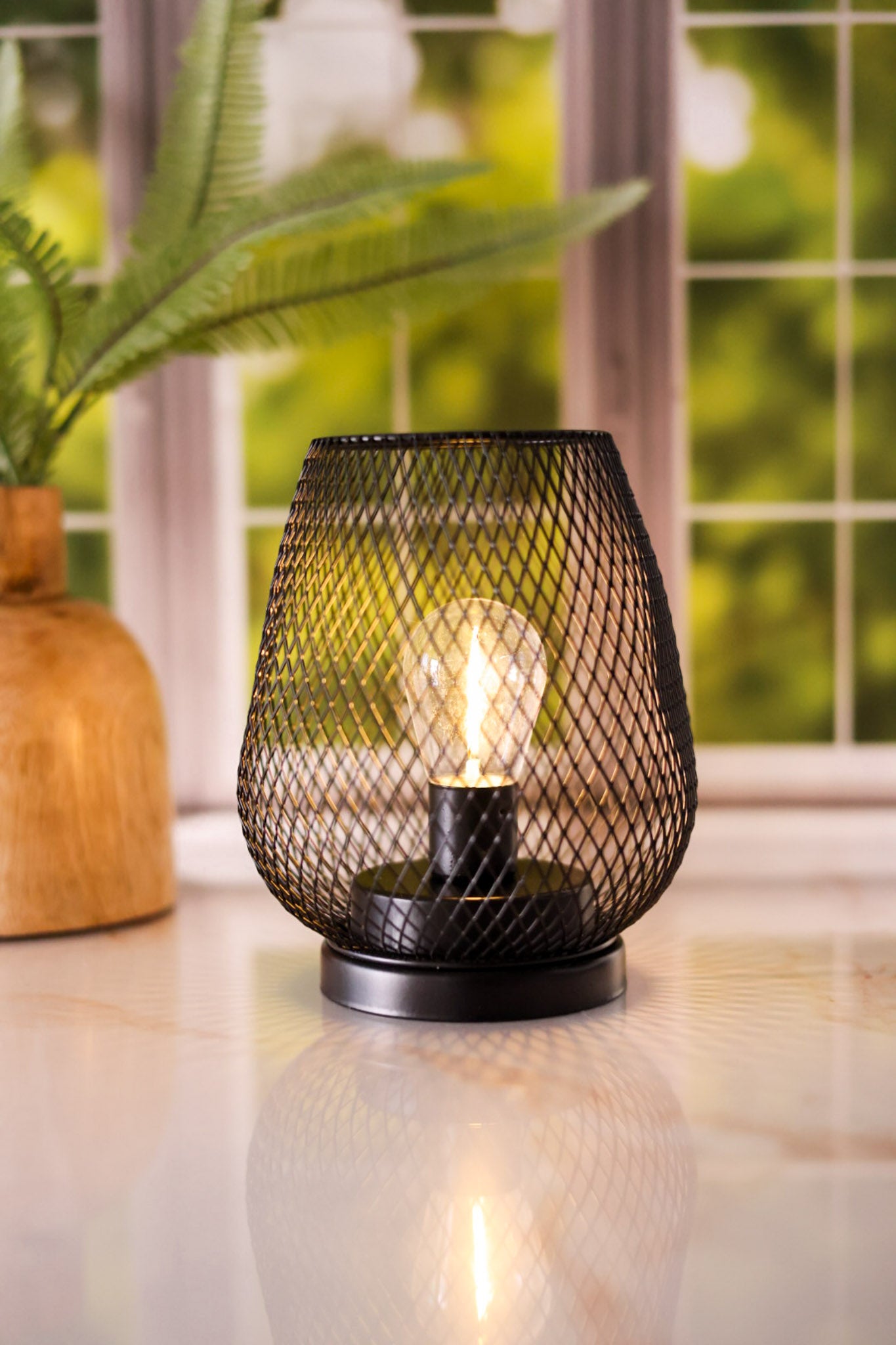 7" Black Metal Wire Lantern