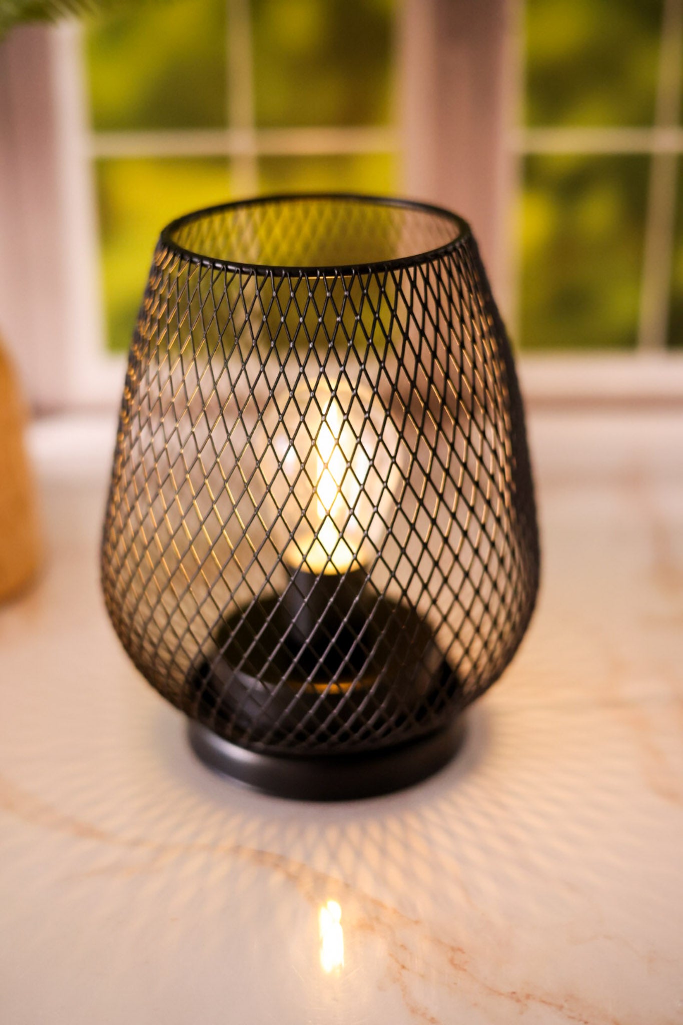 7" Black Metal Wire Lantern