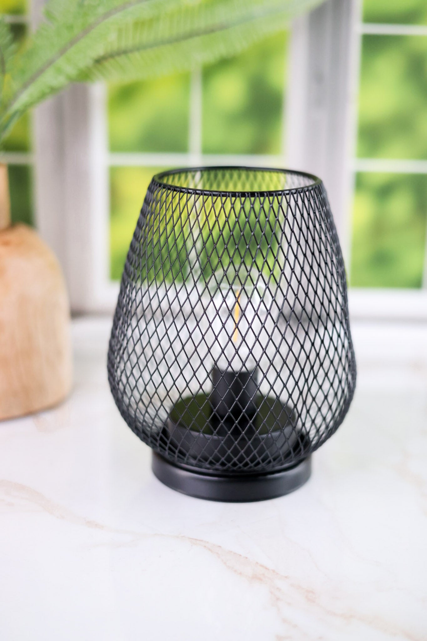 7" Black Metal Wire Lantern