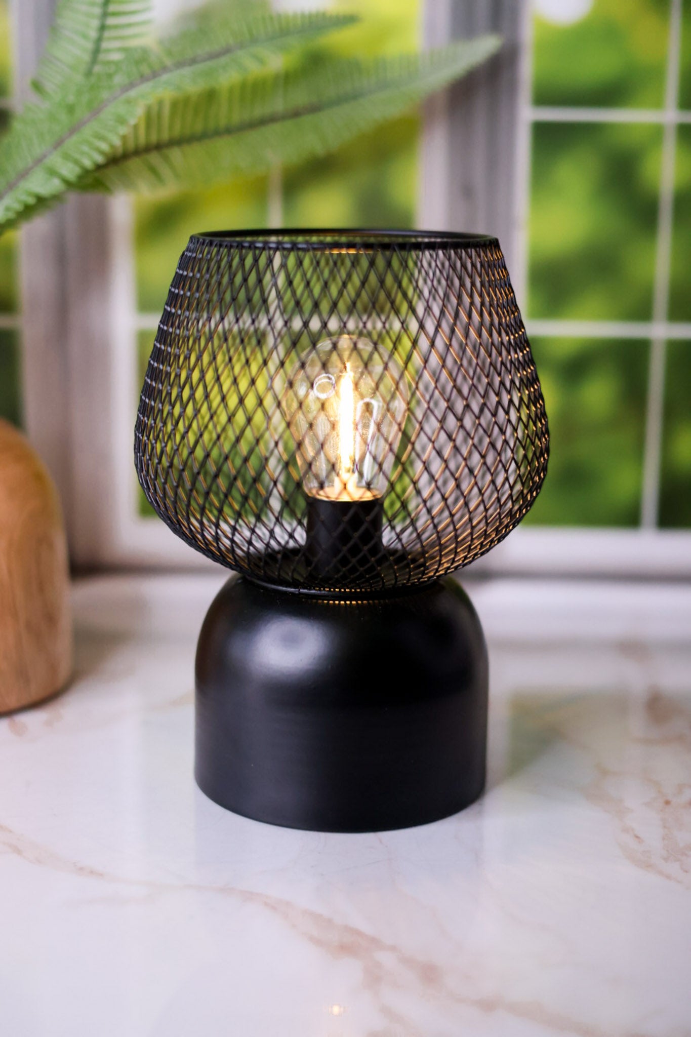 8" LED Black Metal Wire Lantern
