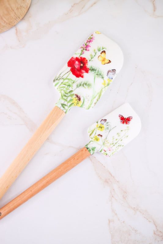 Set of 2 Spring Flower Print Rubber Spatulas
