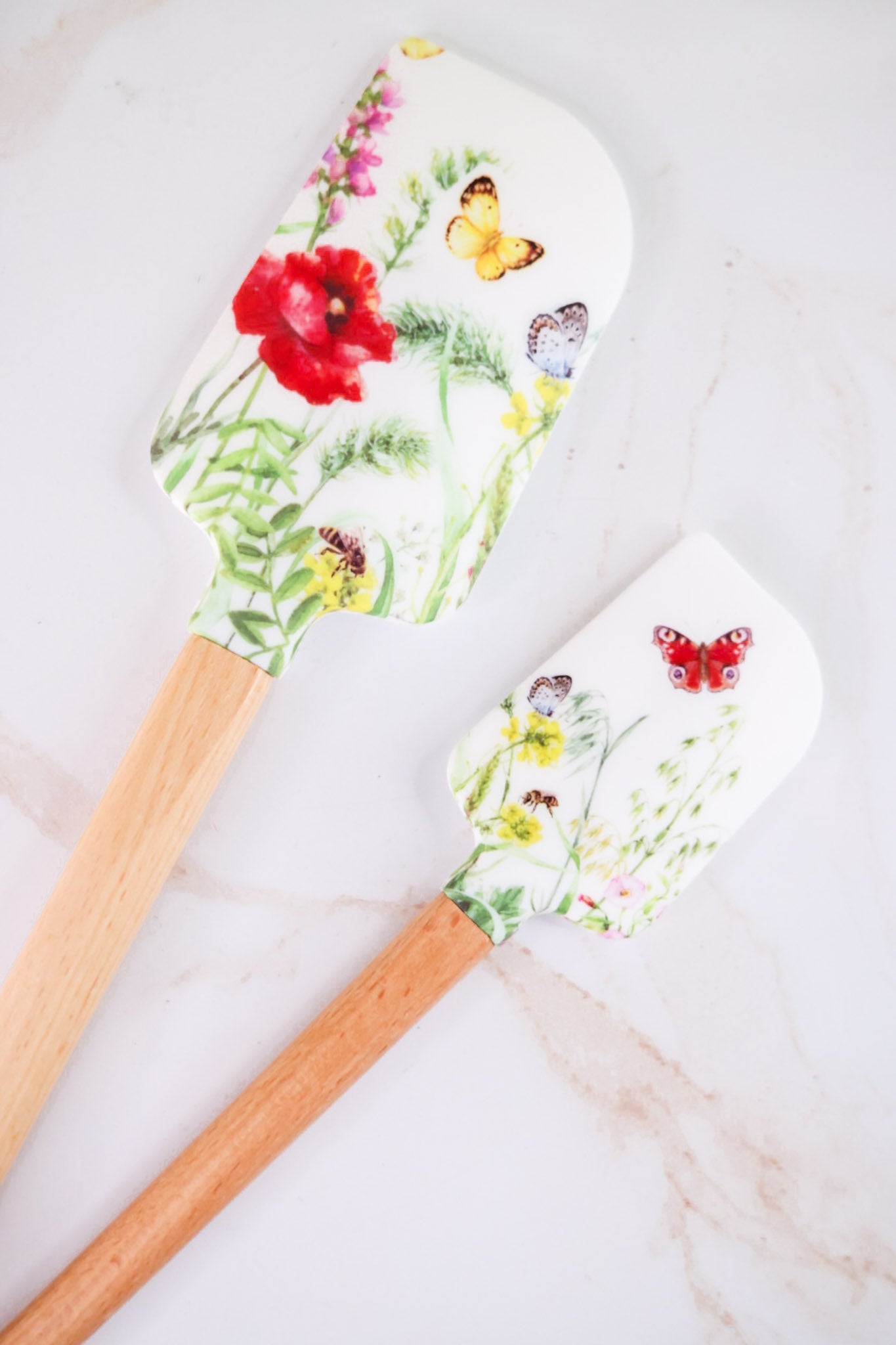 Set of 2 Spring Flower Print Rubber Spatulas