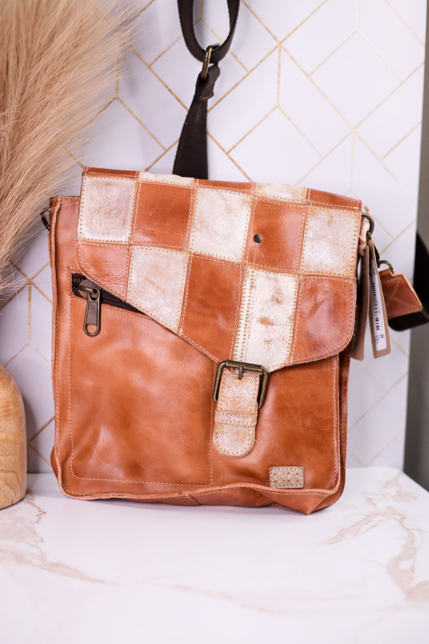 The "Venice Beach II" Tan Rustic Nectar Crossbody Bag