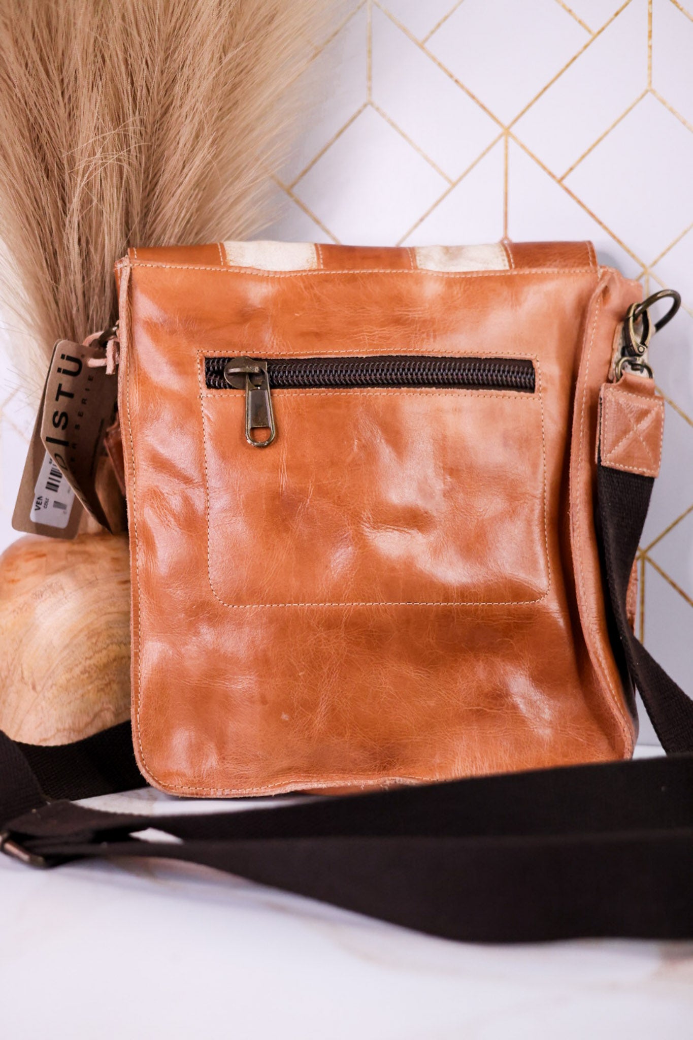 The "Venice Beach II" Tan Rustic Nectar Crossbody Bag