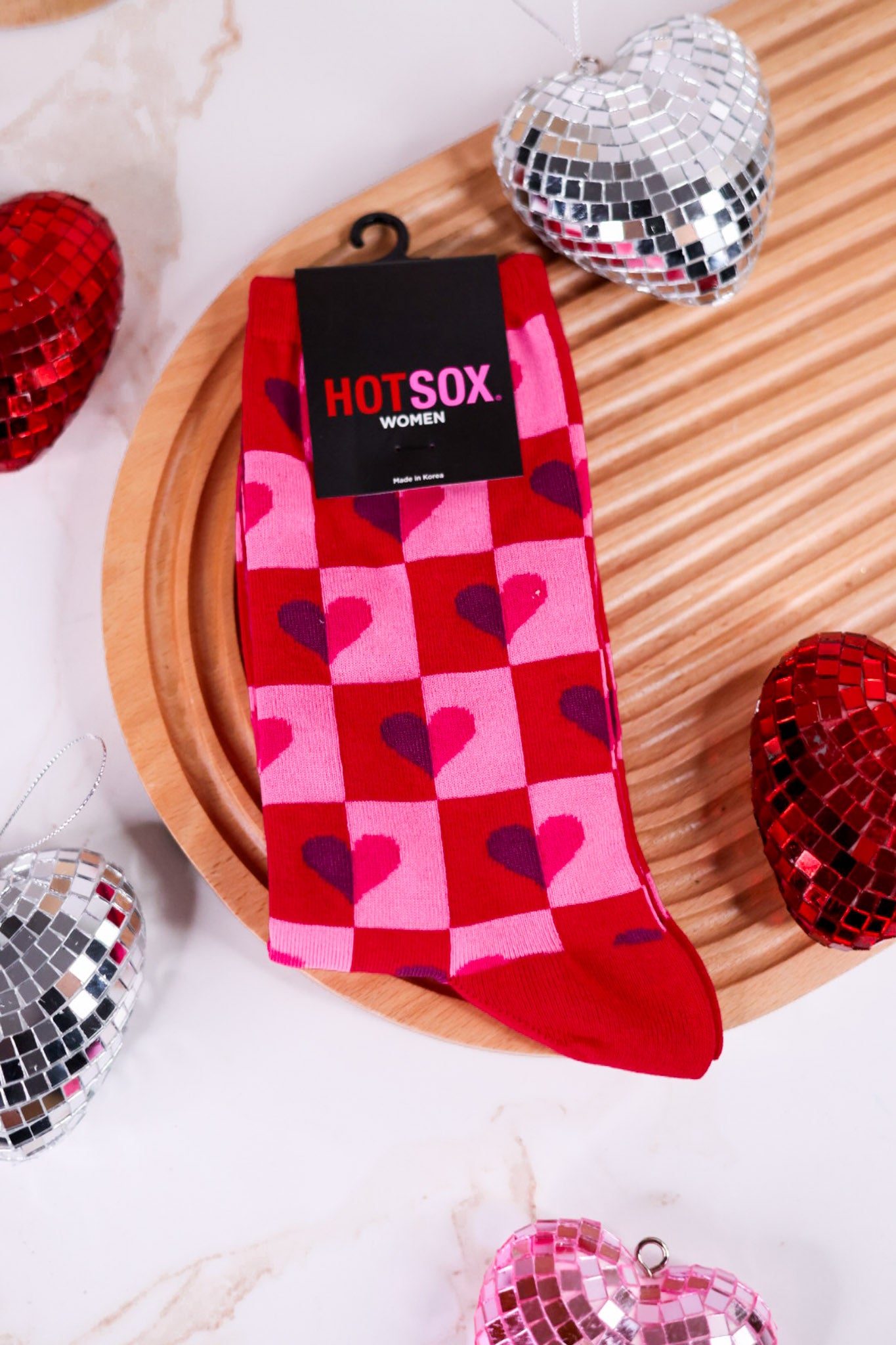 Checkered Heart Women's Crew Socks
