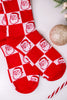 Plush Checkered Santa Clause Women's Crew Socks