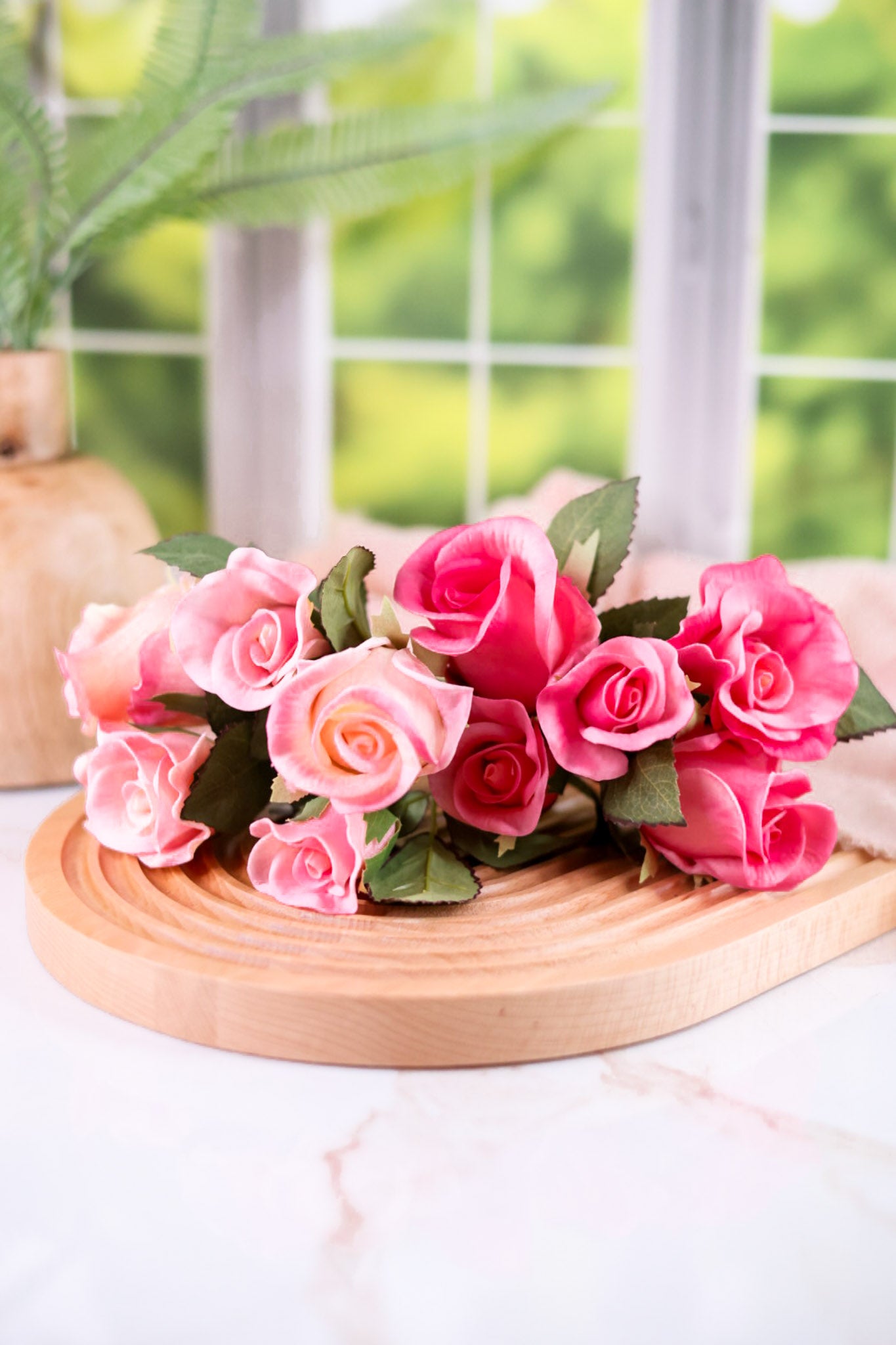 Pink Roses Bundle Real Touch 10