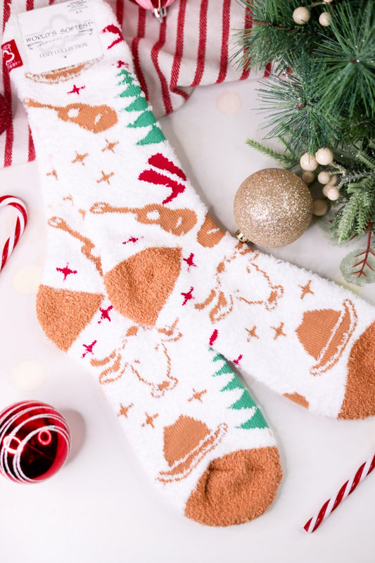 Country Christmas Cozy Crew Socks