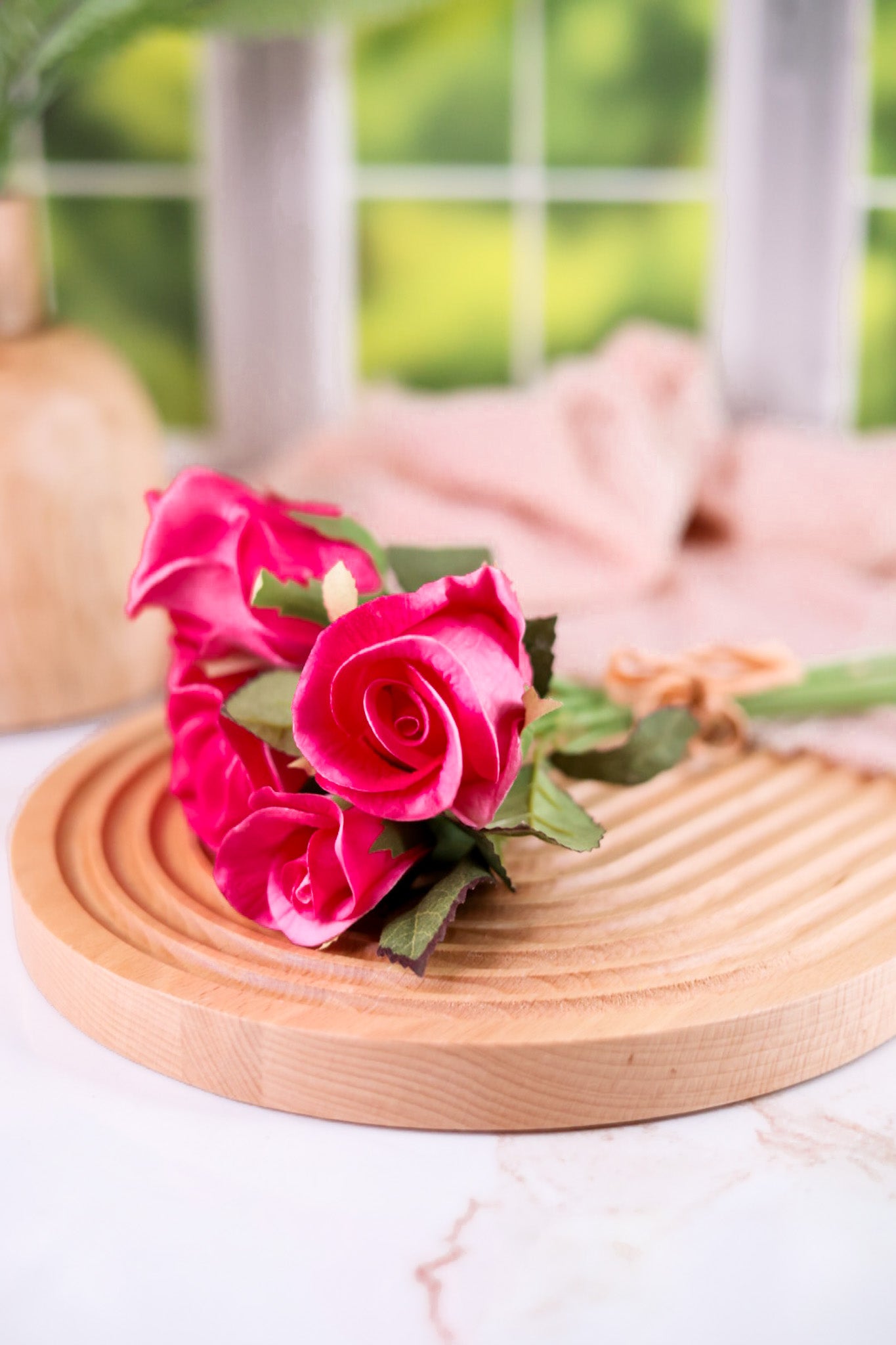 Real Touch 10" Dark Pink Rose Bundle