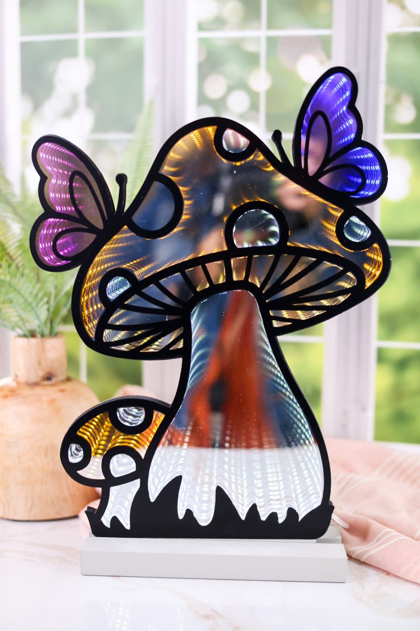 Yellow Mushrooms and Butterflies Infinity Light