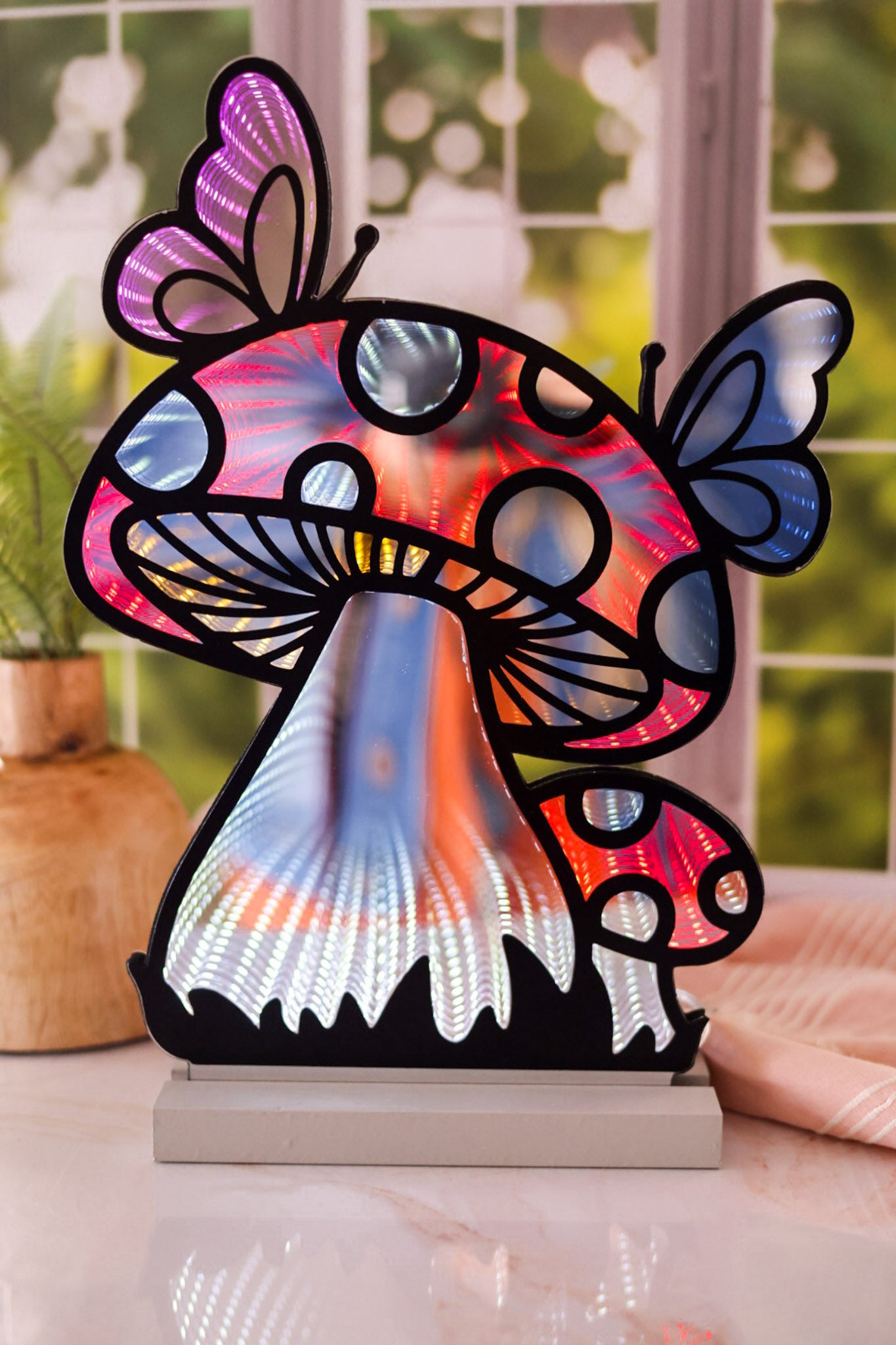 Red Mushrooms and Butterflies Infinity Light