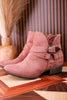 Blush Ankle Boots With Criss Cross Strap Detail