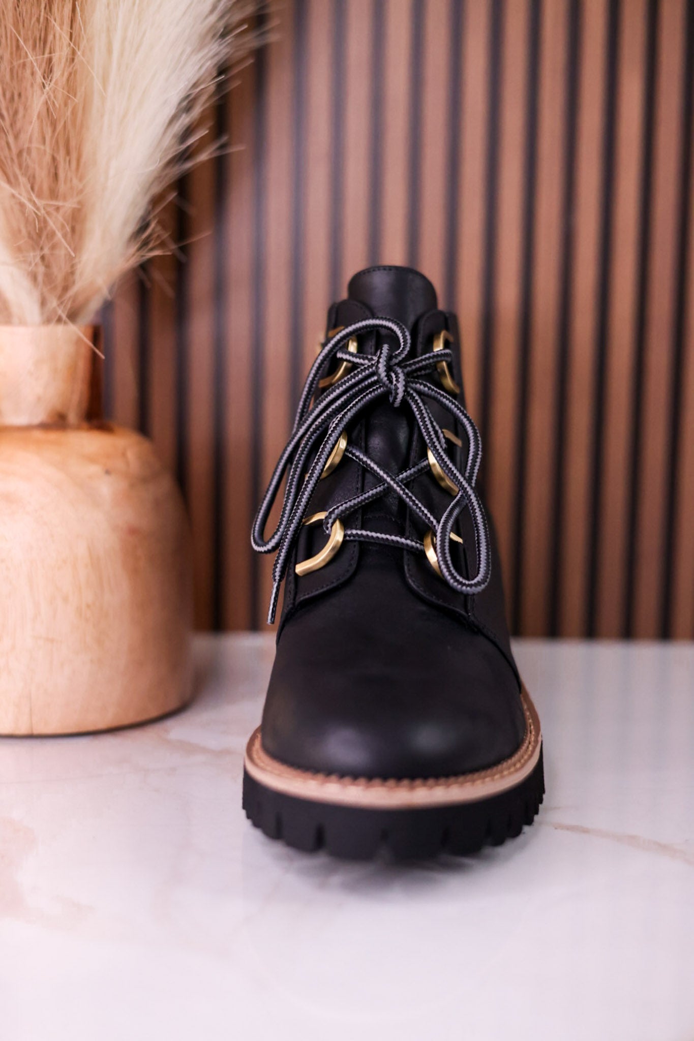Trail Ride Black Lace Up Boots