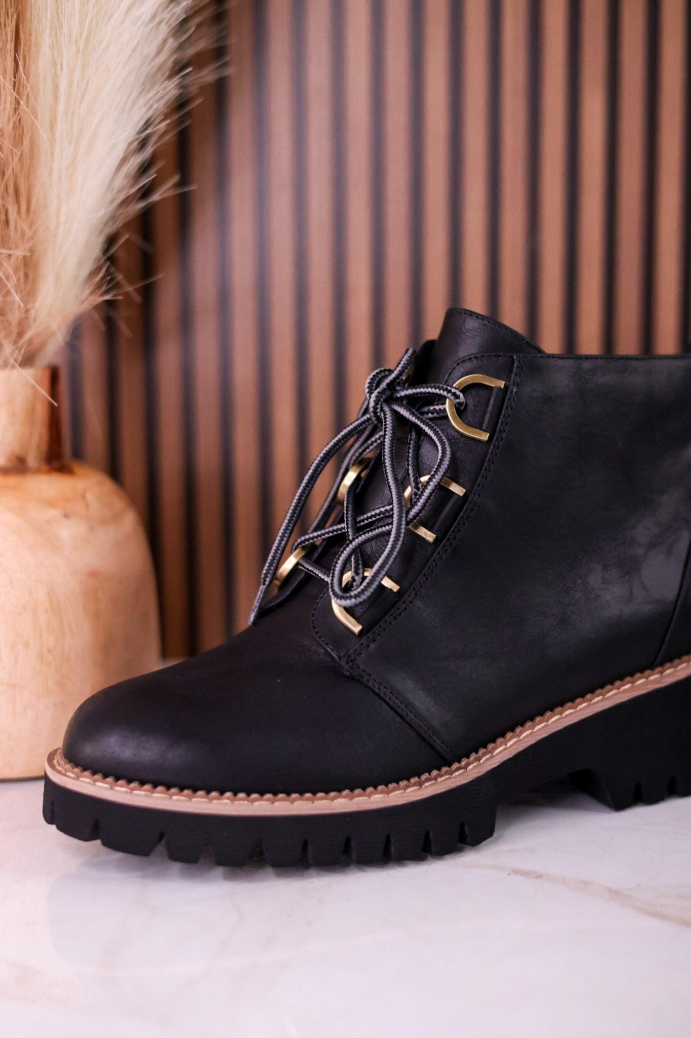 Trail Ride Black Lace Up Boots