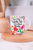Bad Thing Textured Floral Print 18oz Glass Mug