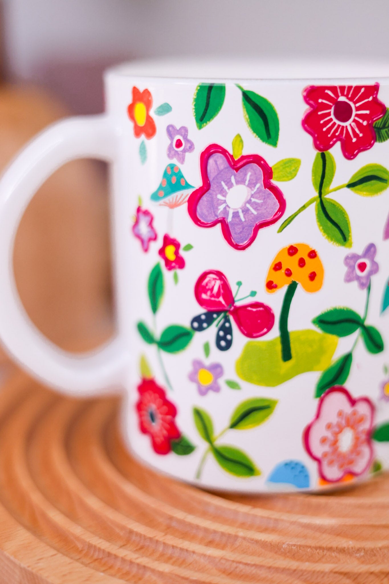 Bad Thing Textured Floral Print 18oz Glass Mug