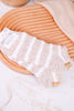Oatmeal & White Striped Fuzzy Ankle Socks