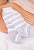 Gray & White Striped Fuzzy Ankle Socks