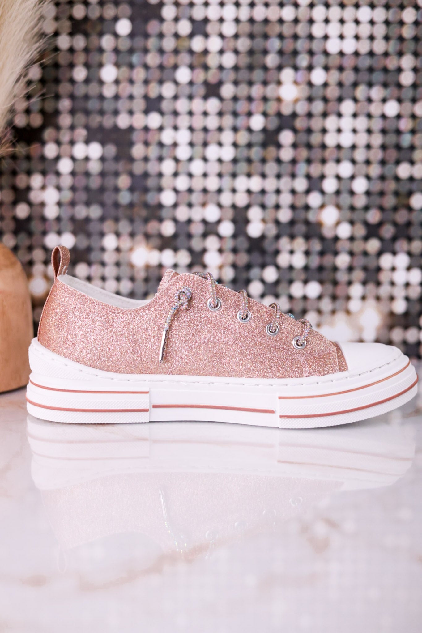 Aman 2 Rose Gold Glitter Sneakers