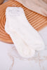 White Fuzzy Quarter Crew Length Grippy Socks
