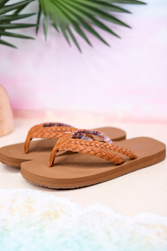 The "Mischa" Tan Braided Thong Sandal
