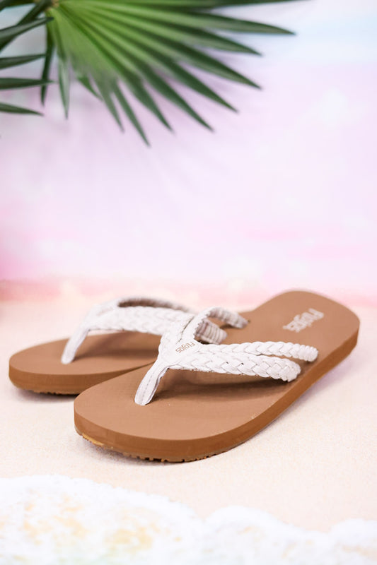The "Mischa" Ivory & White Braided Thong Sandal