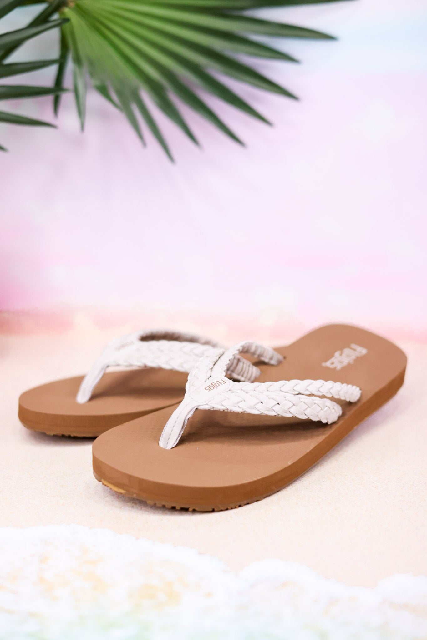 The "Mischa" Ivory & White Braided Thong Sandal