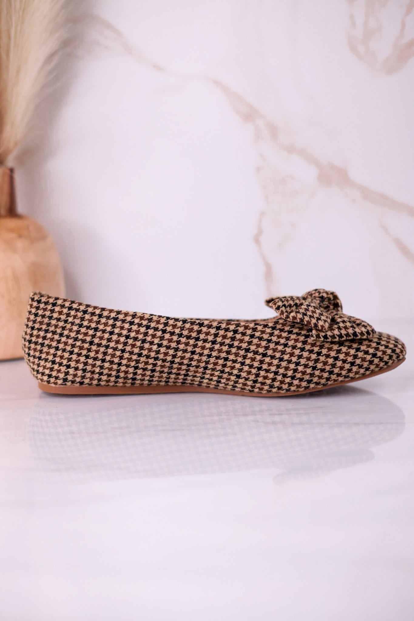 Sugar Rush Black & Tan Houndstooth Flats