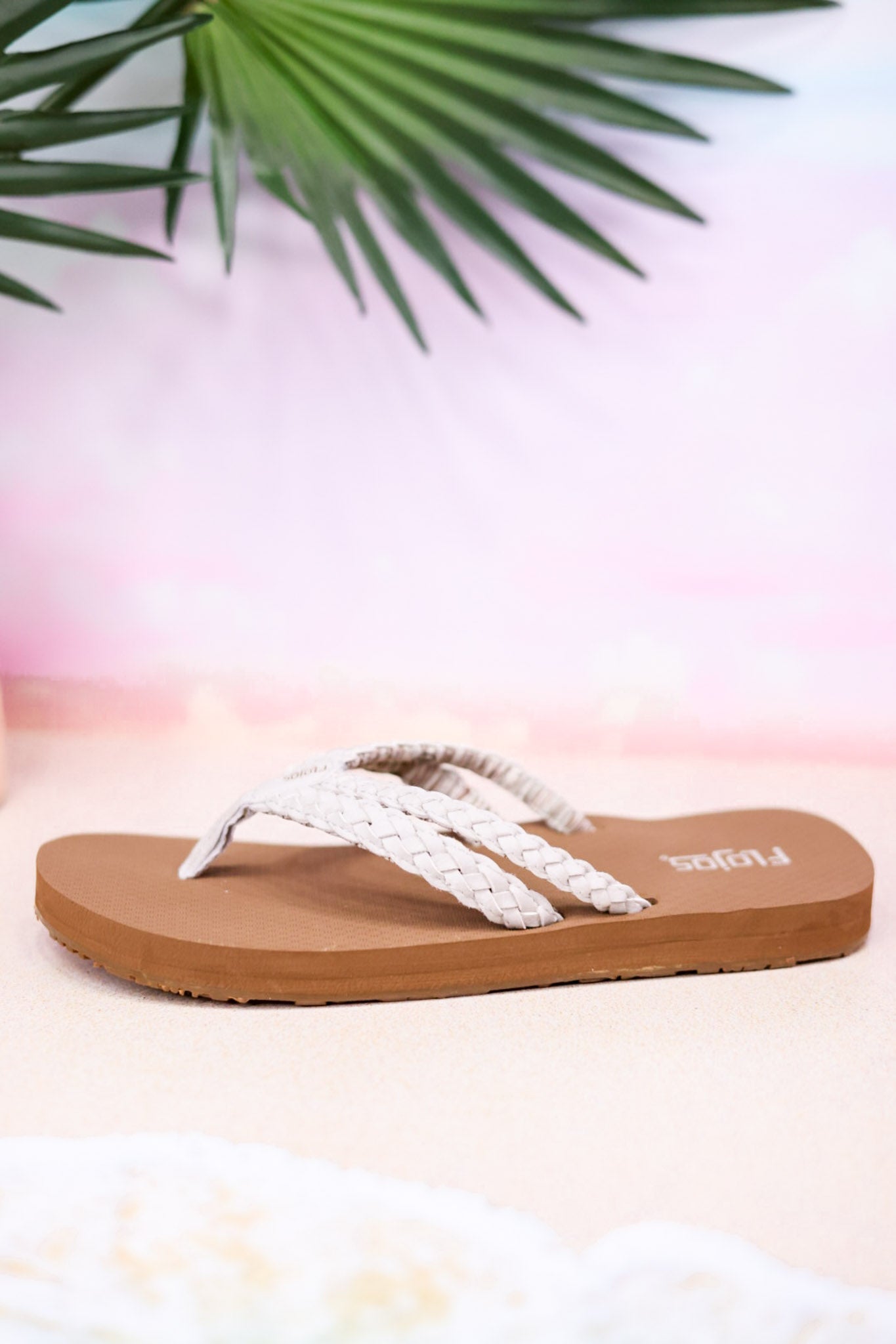 The "Mischa" Ivory & White Braided Thong Sandal