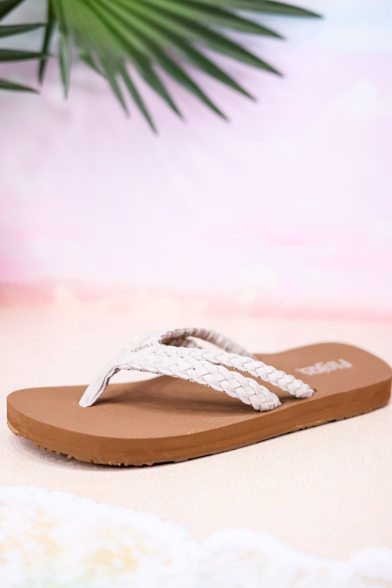 The "Mischa" Ivory & White Braided Thong Sandal