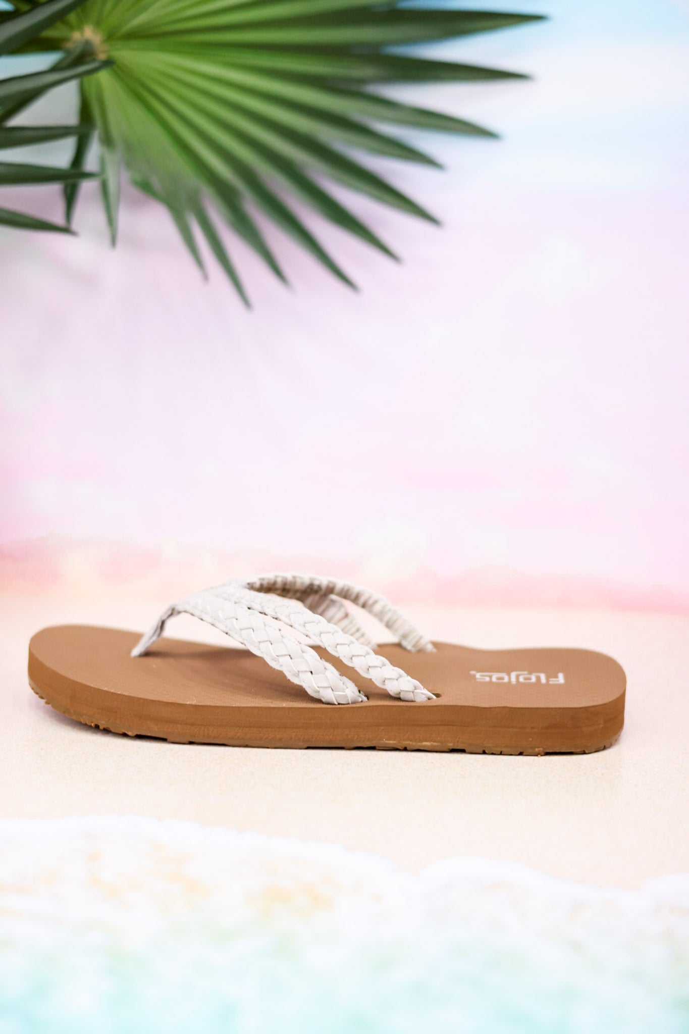 The "Mischa" Ivory & White Braided Thong Sandal