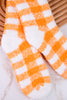 Orange & White Checkered Fuzzy Socks