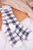 Black & White Checkered Fuzzy Socks