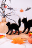 Set of 2 Wood & Enamel Black Cats