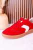 Spoiler Alert Red Faux Suede Sneakers