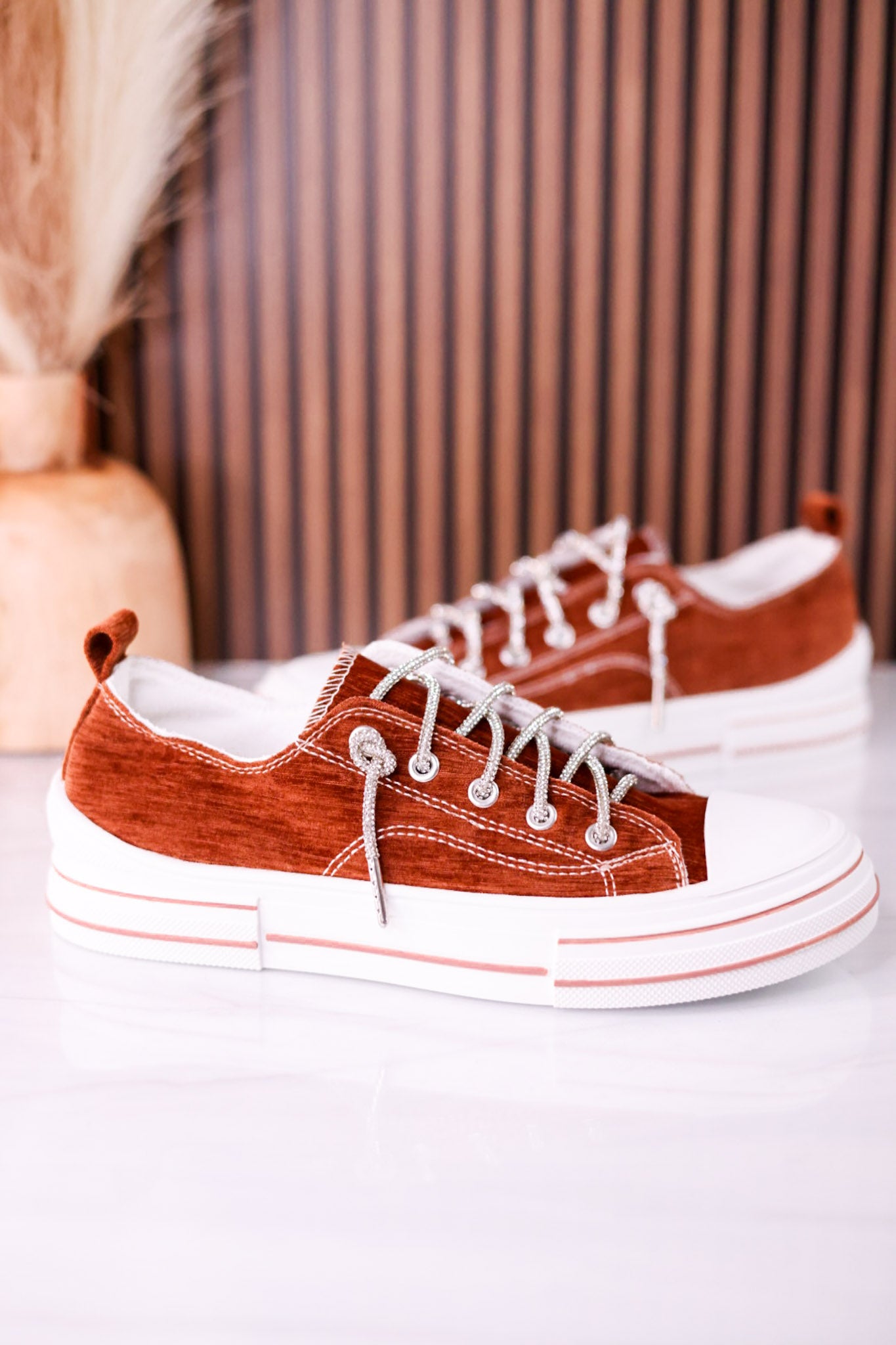 Tan Velvet Aman Sneakers