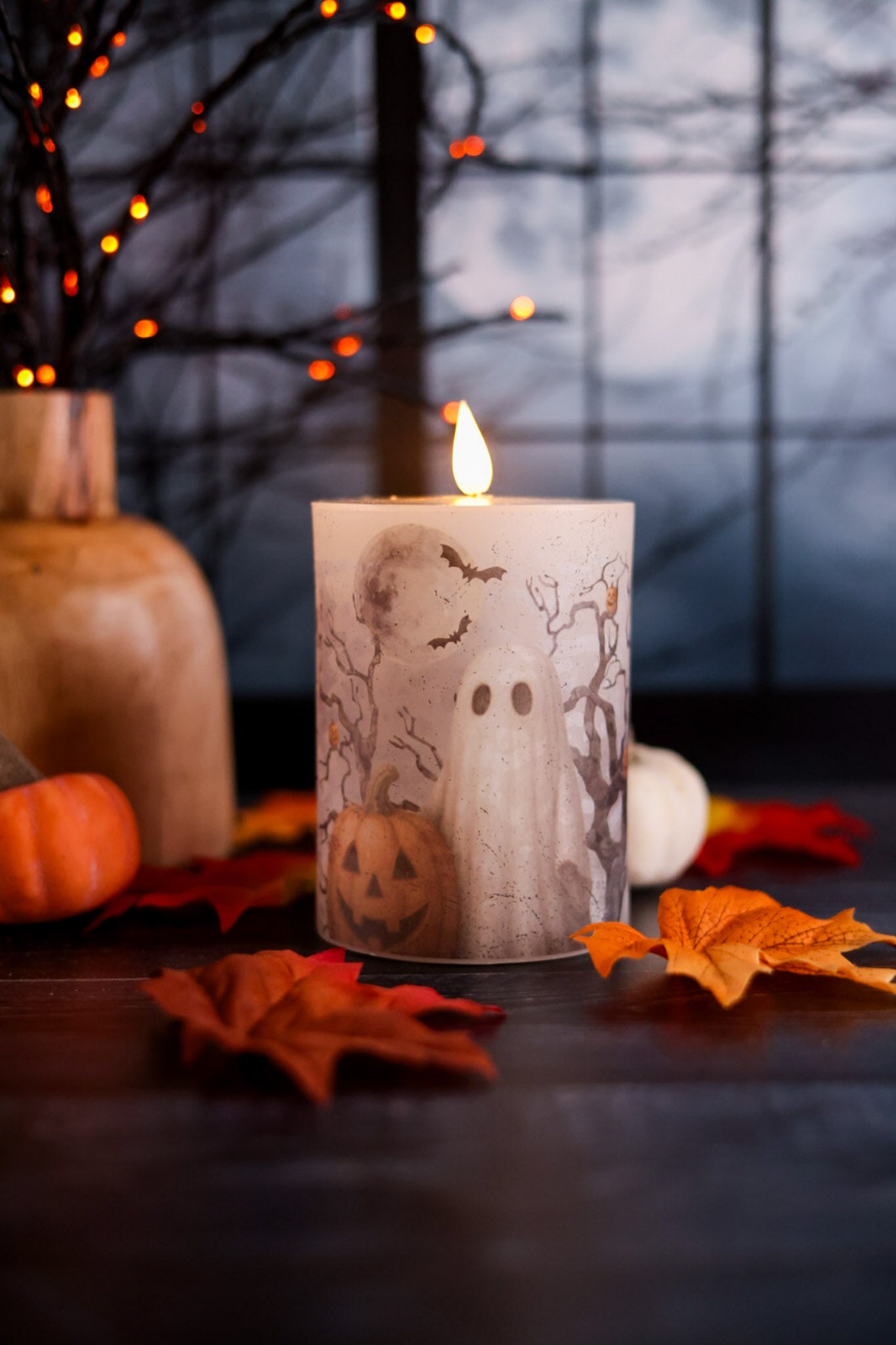4.75" Ghost & Jack O' Lantern LED Pillar Candle