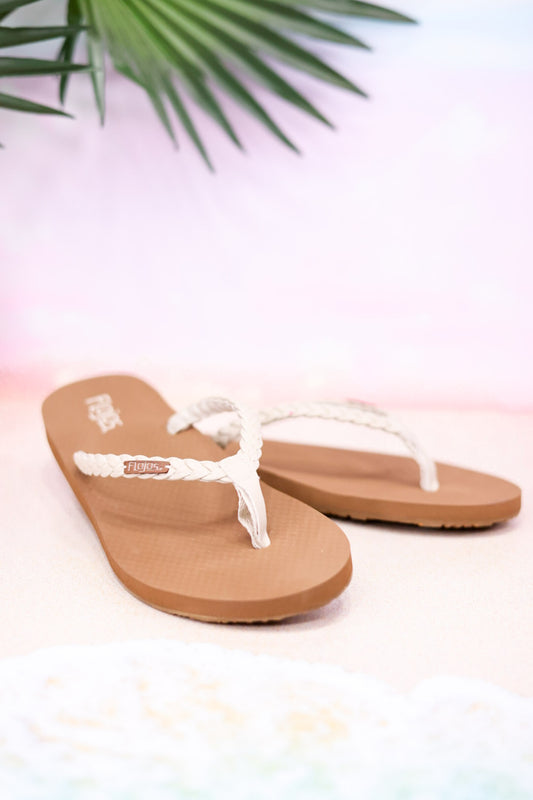 The "Danica" Ivory & Tan Braided Thong Sandals
